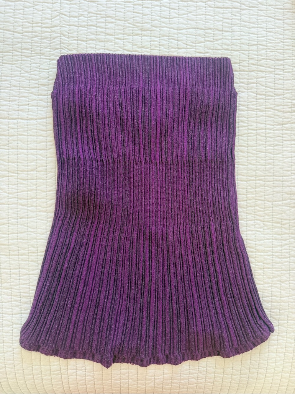 Armani Exchange Ribbed Purple A-Line Knit Skirt